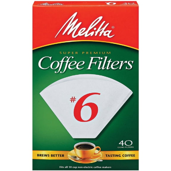 Melitta Cone Coffee Filters White No. 6 40 Count