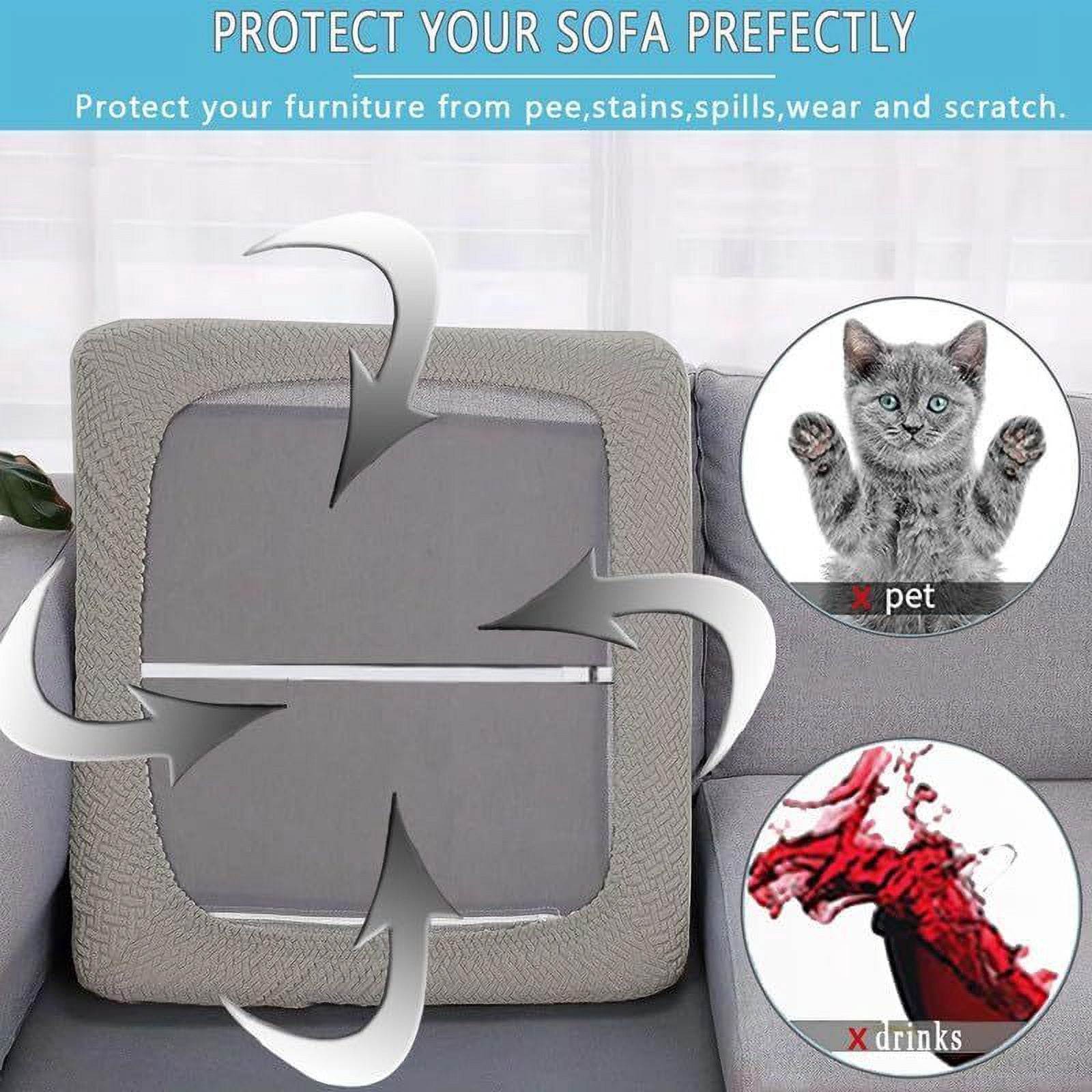 JIAN YA NA Outdoor Waterproof Couch Cushion Covers, Stretch Individual Patio Chair Cushion Outdoor Seat Cushion Pad Replacement Sofa Cushion Protector Sofa Slipcover (Taupe, 6Pcs)