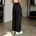 thumbnail image 4 of LEKWK Hiking Pants Women High Waisted Drawstring Baggy Cargo Pants Lightweight Work Pants with Multi-Pockets for Outdoor Travel Golf, 4 of 6