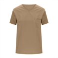 thumbnail image 5 of Women's Textured V Neck Short Sleeve T Shirt Tee Top Loose Relaxed Fit Breathable Lightweight Summer Casual Vacation Fashion | CSEONE,Khaki XL, 5 of 8