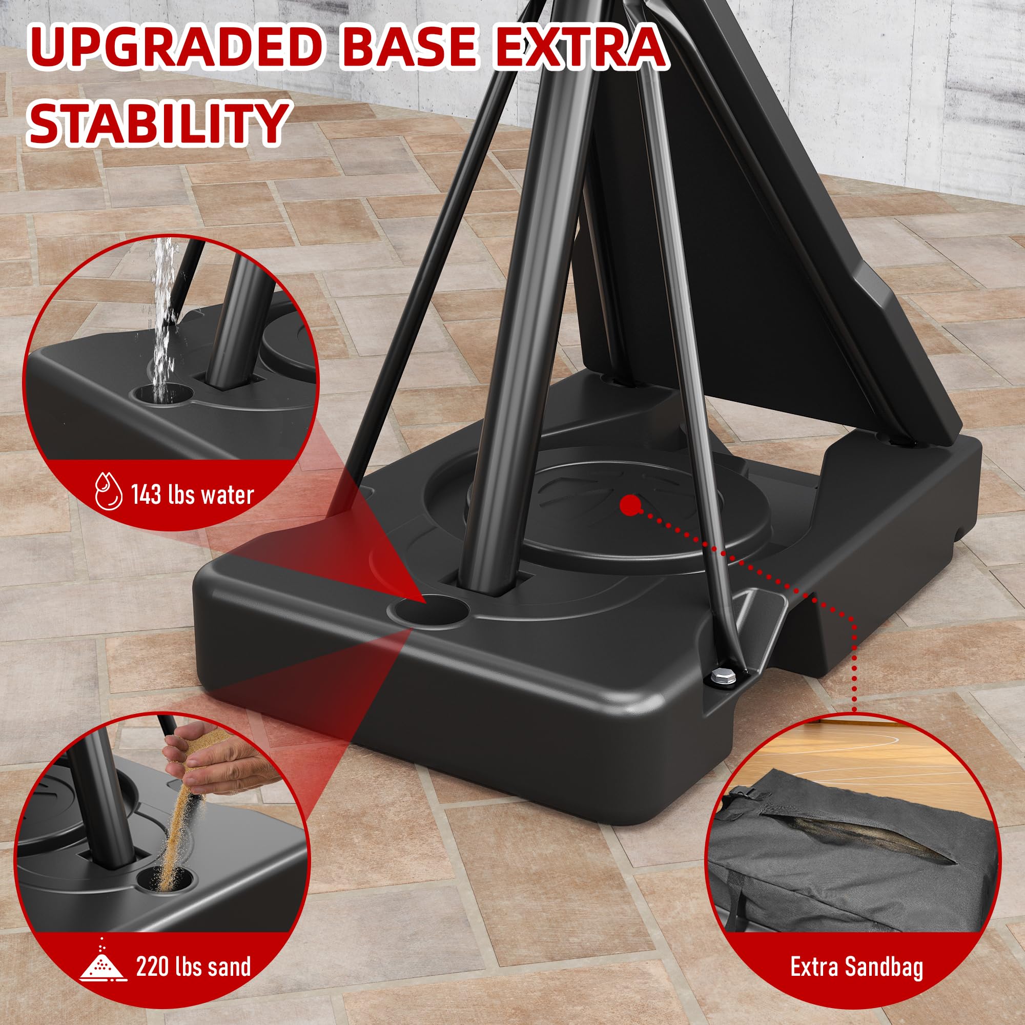 Cofiyard 54 inch Shatterproof Backboard Basketball Hoop, 5.25-10FT Height Adjustable Portable Basketball Goal System with Sandbag,