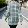 thumbnail image 5 of PiGOGI Women's Check Print Slim Lapel Button Pocket Blazer Jacket Casual office Coat Green 2XL, 5 of 7