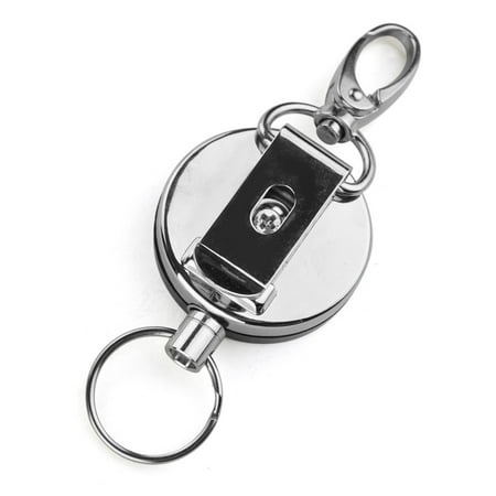 - Heavy-duty Steel Wire Retractable Reel Belt Clip Loop Clasp Key Ring Individual-Black and Silver