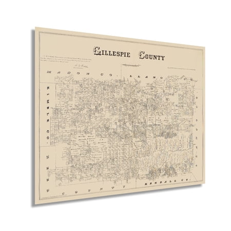 HISTORIX 1879 Gillespie County Texas Map Vintage Poster Wall Art Print, 24 x 30 Inch