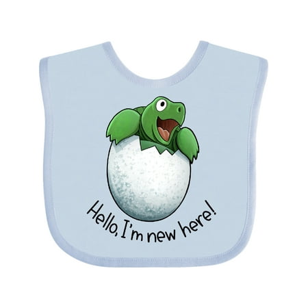 

Inktastic Hello I m New Here Cute Baby Turtle Gift Baby Boy or Baby Girl Bib