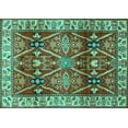 thumbnail image 1 of Ahgly Company Machine Washable Indoor Rectangle Geometric Turquoise Blue Traditional Area Rugs, 7' x 9', 1 of 4