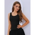 thumbnail image 5 of Unique Bargains Women's Sleeveless Workout Vest Ribbed Round Neck Basic Tank Top M Black, 5 of 6