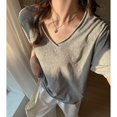 thumbnail image 4 of Helii Light Ashy Womens Tops Women's V Neck Half Sleeve Solid Casual Loose Fit Basic T-Shirt Top for Women, 4 of 6