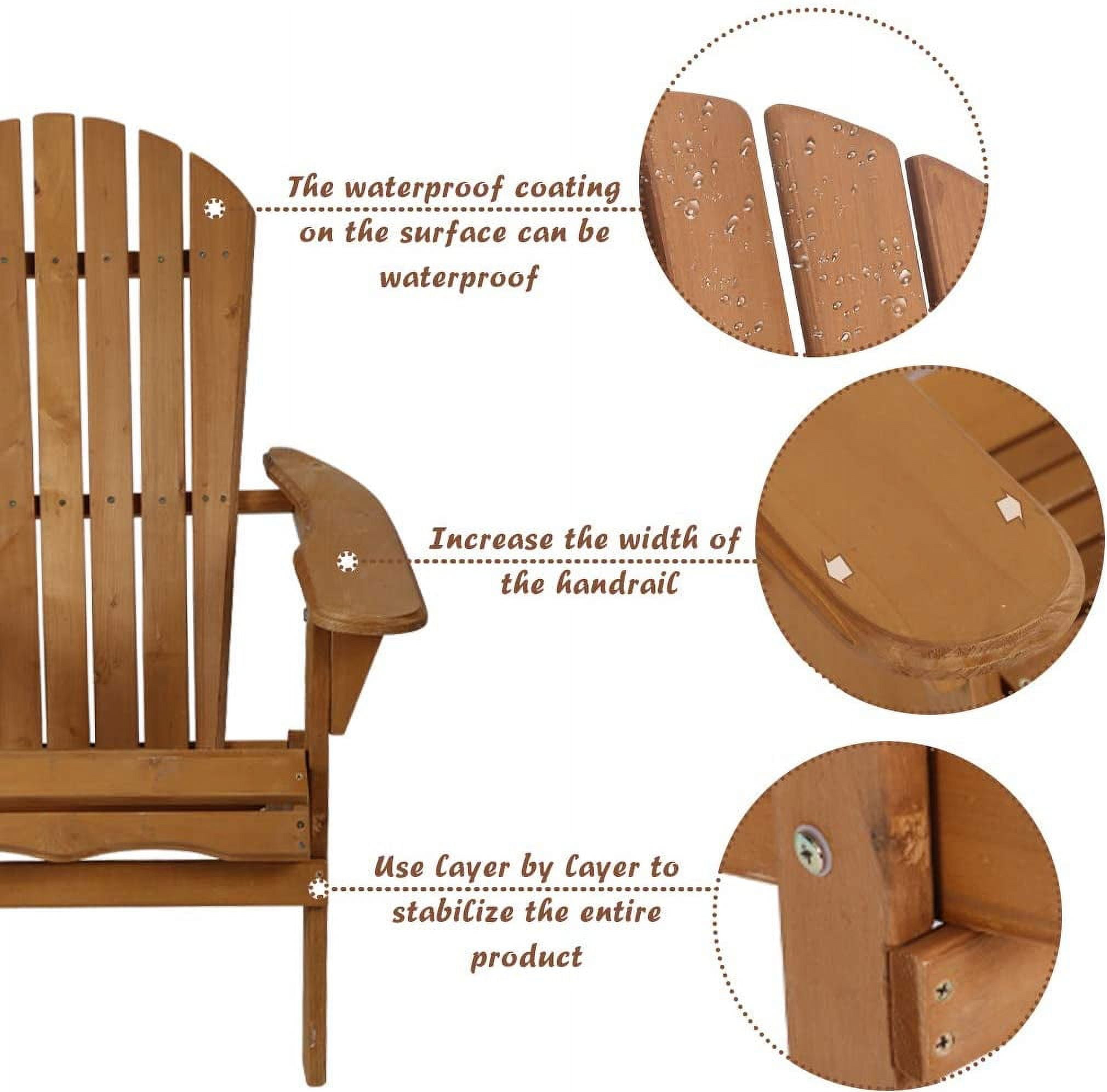 Dkeli Wood Folding Adirondack Chair, Yellow