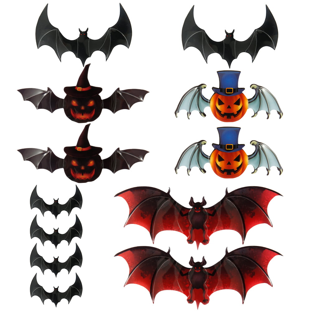 3 pcs Plastic Bat Decal Black Halloween Tricky Props Home Halloween CA