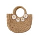 thumbnail image 4 of Bolso de mano bohemio tejido a mano con asa superior, estilo informal, de verano Caqui, 4 of 9