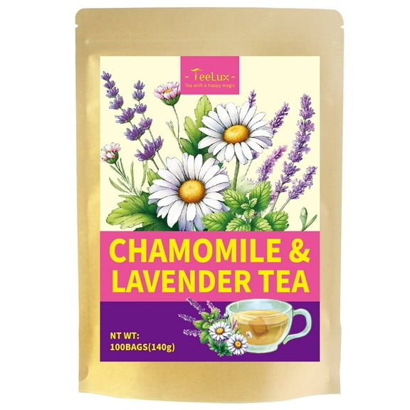 TeeLux Chamomile Lavender Tea Bags, Caffeine Free, Soothing & Delightful Aroma, 100 Count