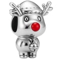thumbnail image 1 of Charm reno plata Navidad XmasDeer02 1Pza Plata S925 Chapa Separador Fijo Venado Navideño Plata/Multicolor Caja Negra 3x3, 1 of 3