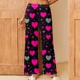 thumbnail image 2 of zbxnLI Plus Size Pajama Pants for Women Heart Printed Pjs Sleep Pants Comfort Waist Wide Leg Lounge Pants, 2 of 6