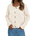 thumbnail image 2 of Suéter PRETTYGARDEN Blanco de Punto con Botones Talla L, 2 of 8