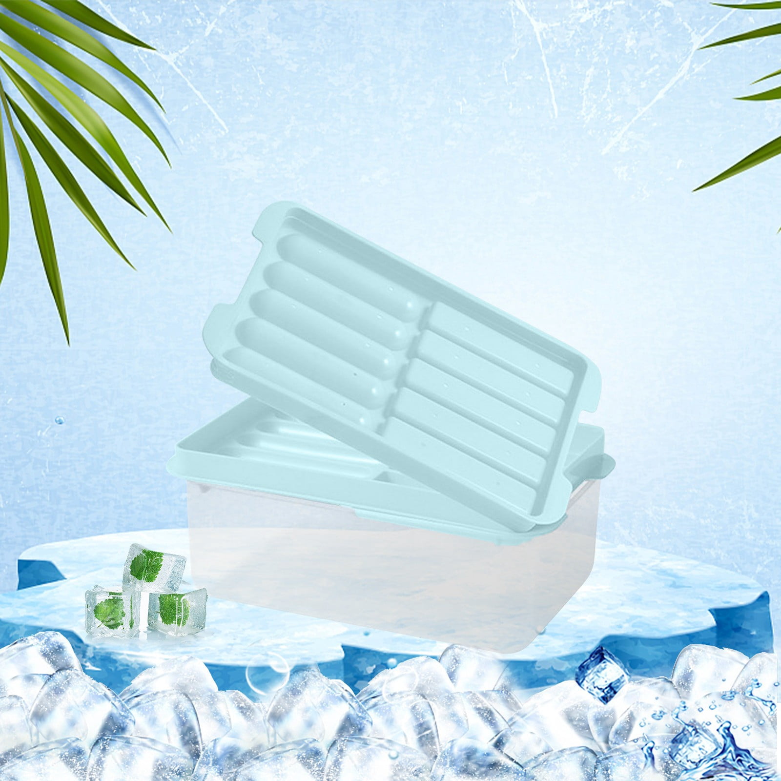 Ice Cube Tray with Lid 10 Grids Silicone Ice Maker Box Freezer Storage Container Ice Cube Mold Easy Release Ice Tray for Drinks Cocktail Coffee Juice Home Kitchen Bar Use with Scoop