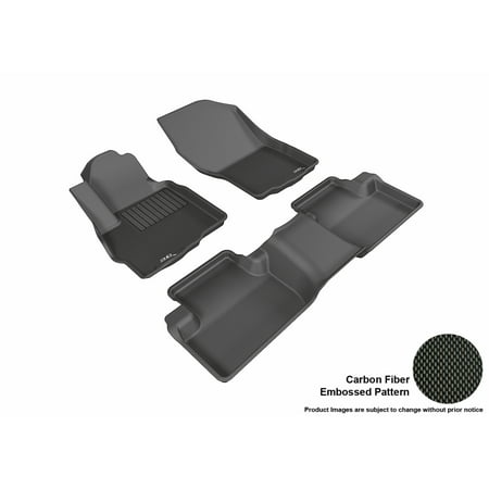 3D MAXpider 2011-2017 Mitsubishi Outlander Sport Front & Second Row Set All Weather Floor Liners in Black with Carbon Fiber