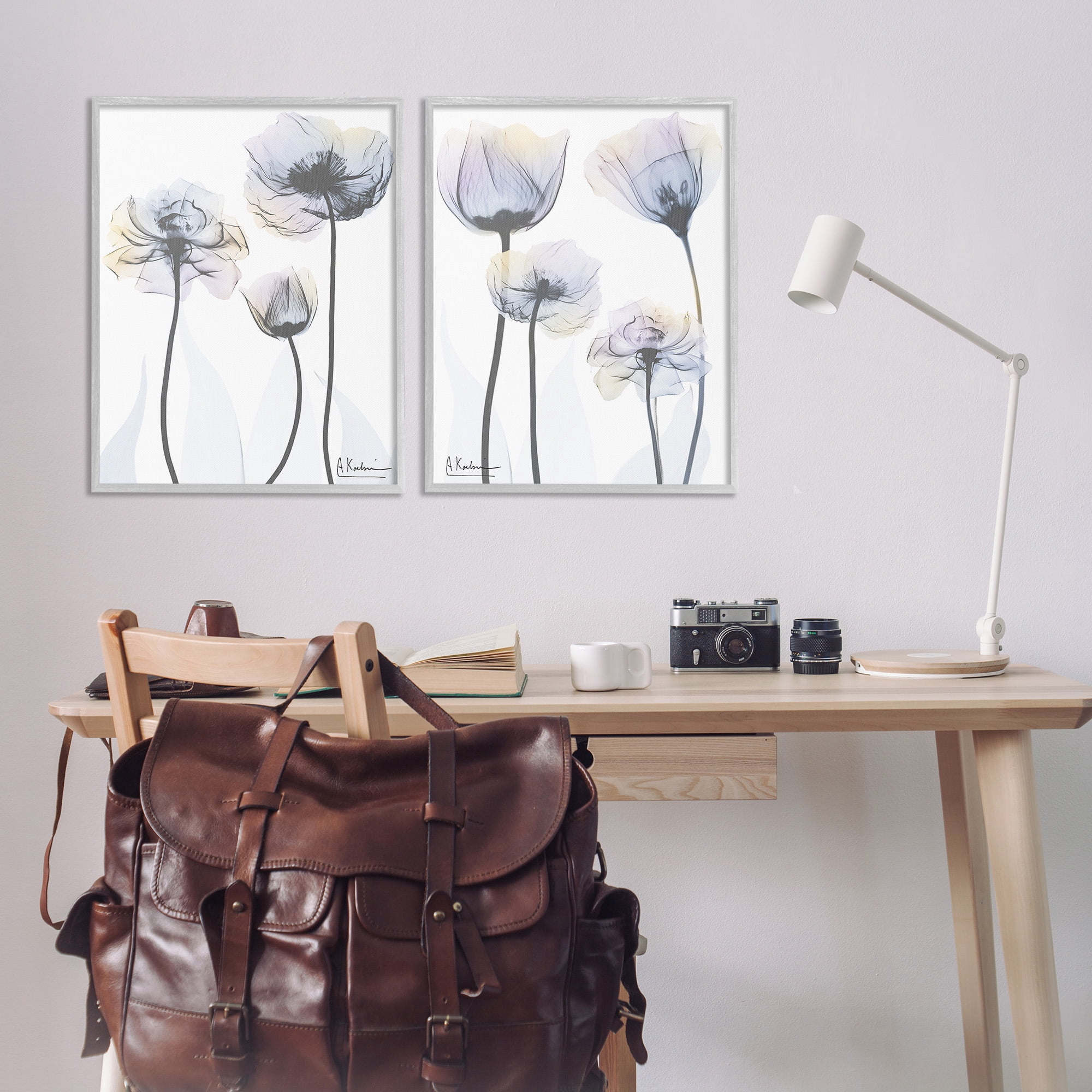 Stupell Industries Modern X-Ray Blooms Botanical & Floral Photography Gray Framed Art Print Wall Art, 24 x 30, Set of 2