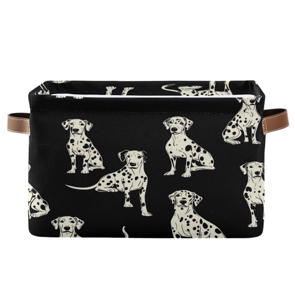 White Dalmatian Dogs Foldable Storage Basket,Canvas Fabric Foldable Storage Bins with Handles Open Home Storage Bins Boxes for Toy Book Shelf Closet Baskets