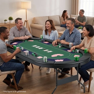 Barrington 10 Player Folding Oval Poker Table with Steel Cup