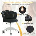 thumbnail image 3 of XINMICS Velvet Vanity Chair with Cushion, Black Swivel Desk Chair with Wheels, 3 of 7