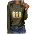 thumbnail image 1 of Hauts de Noël en Solde Femmes Noël Décontracté Manches Longues Col Rond Chandail en Molleton Bière Pull Blouse Vert L, 1 of 1