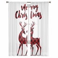 thumbnail image 2 of Merry Christmas Sheer Curtains 108 Inches Long, Plaid Xmas Elk Seasonal Winter Holiday Light Filtering Window Curtains for Living Room, Rod Pocket Voile Sheer Curtain Drapes, 52"Wx108"L, 2 Panels, 2 of 9