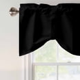 thumbnail image 4 of Black Tie Up Valance Curtains for Windows, Kitchen Curtains Window Treatments, Solid Color Farmhouse Black Short Window Shades Valances for Bedroom Bathroom Cafe 42"x18", 4 of 8