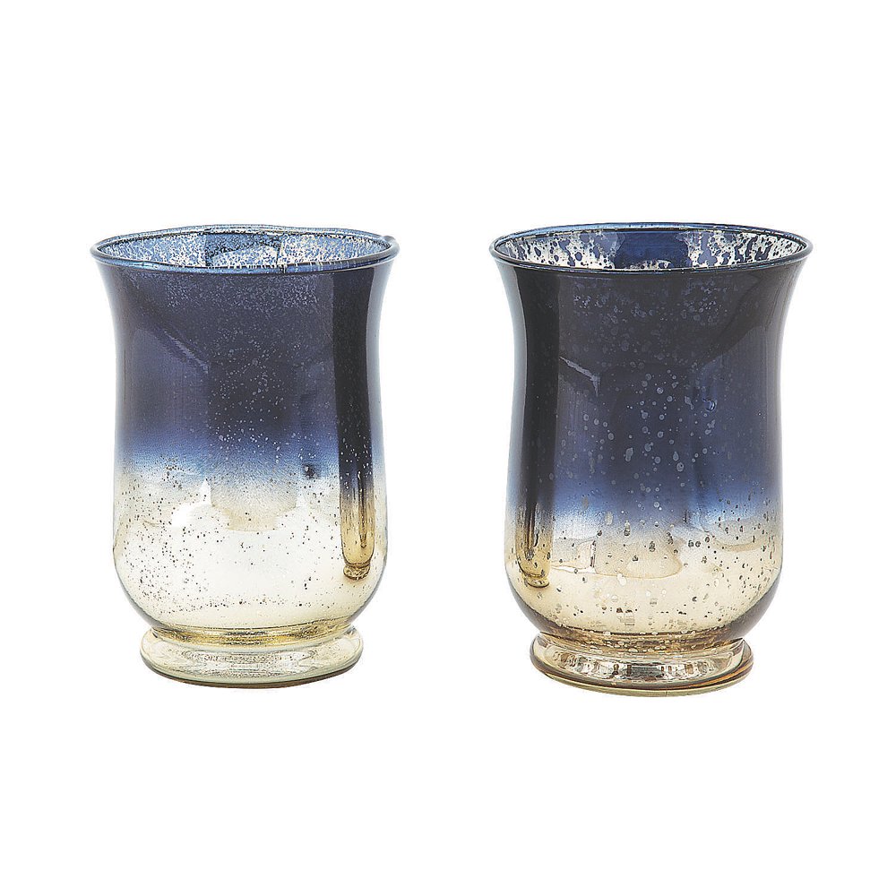 Navy Ombre Hurricane Vases 2Pc Home Decor 2 Pieces
