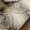thumbnail image 4 of Catie Accent Chair- Beige Rolled Arms- Nailhead- Cherry Brown Solid Wood, 4 of 5