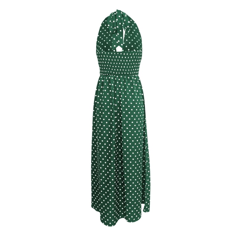 green polka dot halter dress Say hello to sunshine in our Daisy Green Polka Dot Halter Dress! Perfect for twirling into summer with vintage charm and playful vibes #VintageVibes #PolkaDotLove #DollyAndDotty