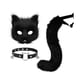 thumbnail image 5 of Conjunto de máscara y cola de gato Therian lindo para de cumpleaños de puesta en escena Negro, 5 of 8