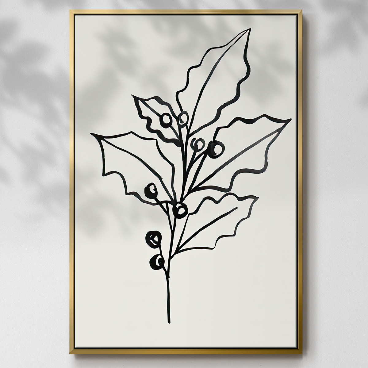 Evergreen Ink II - Framed Gallery Wrapped Holiday Canvas - 17 x 25 - Gold Frame