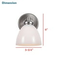 thumbnail image 6 of Aspen Creative 62279, 1 Light Wall / Vanity Light Fixture, 5-3/4" W x 9" H x 7-1/2" E, Brushed Nickel Finish, Clear Glass w/ Paint White Inside, 6 of 6