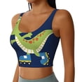 thumbnail image 2 of Fotbe Dino Playing Roller Skate Pattern Womens' Sports Bra Longline Wirefree Padded with Medium Support Sports Moisture-Wicking Workou Vest,Tank Top-Small, 2 of 7