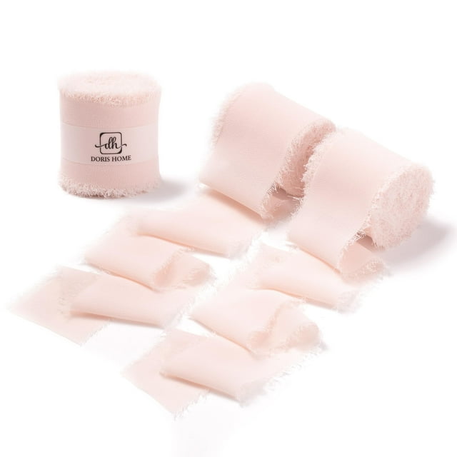 Cinta decorativa DORIS HOME de chifón rosa de 5 cm x 19 m, paquete de 3