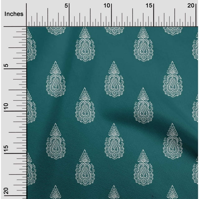 oneOone Tissu Polyester Lycra Tissu à Imprimé Cachemire en Blocs BTY 56 Pouces de Large