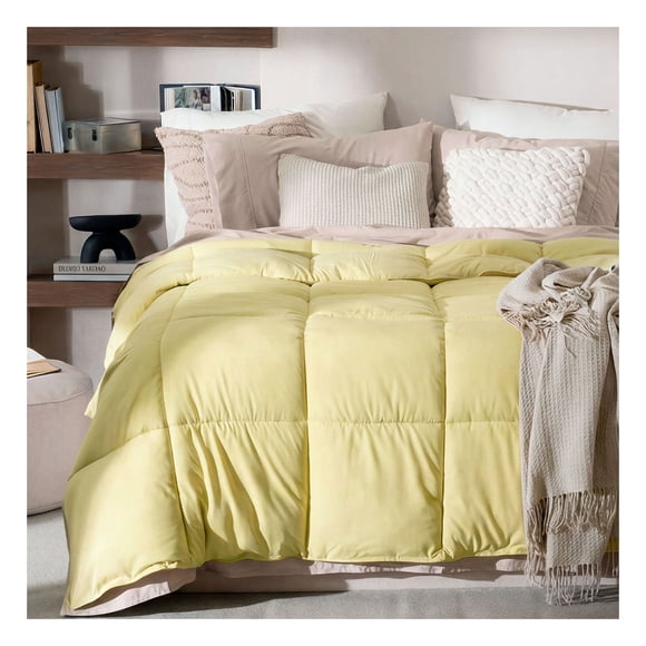 Edredón Matrimonial Acolchado Reversible Esquimal Relleno Down, Compatible Con Funda Duvet Amarillo