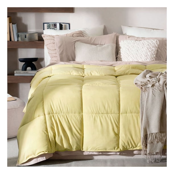 Edredón Individual Acolchado Reversible Esquimal Relleno Down, Compatible Con Funda Duvet Amarillo