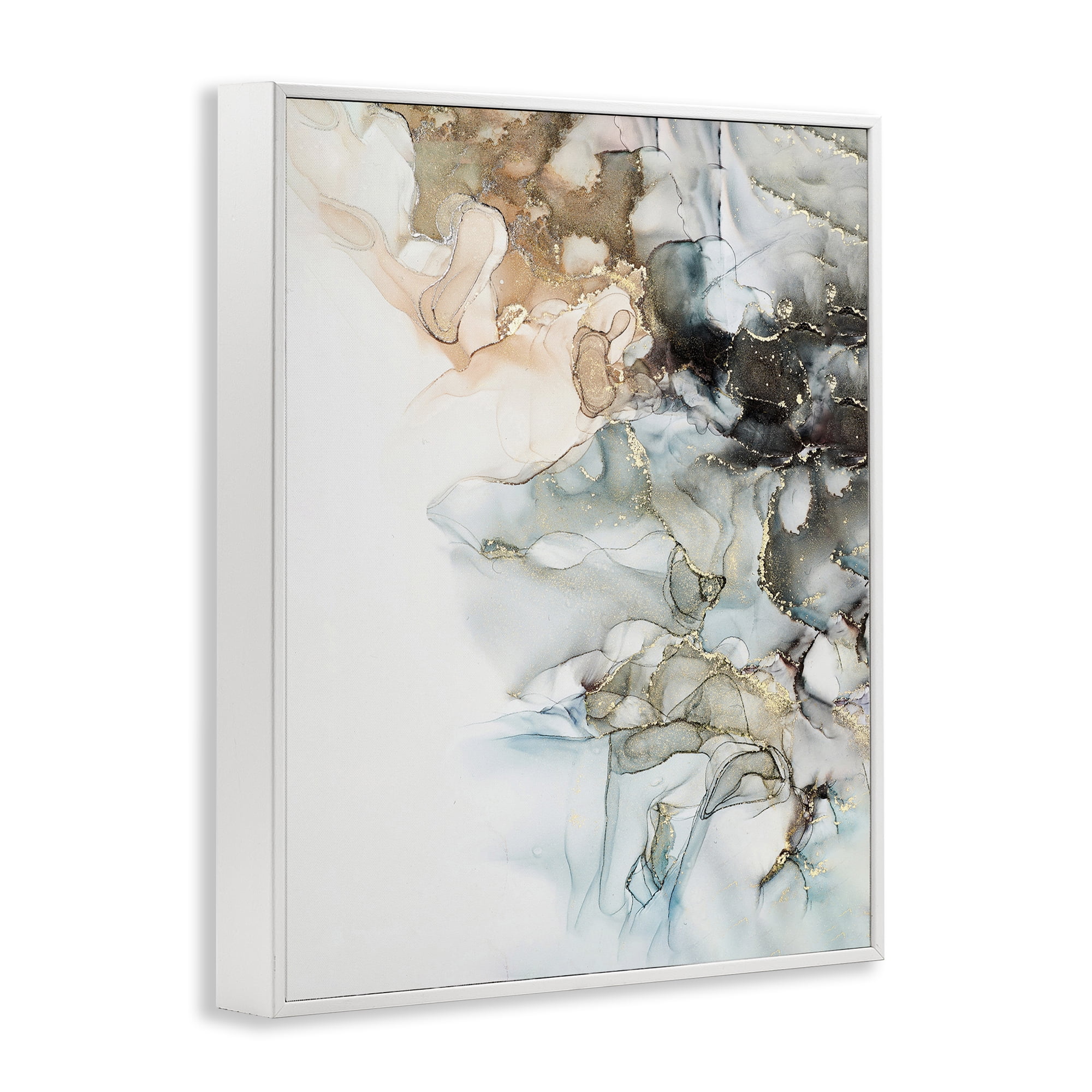 Stupell Industries Glam & Neutral Abstraction Abstract Painting White Framed Art Print Wall Art, 24 x 30