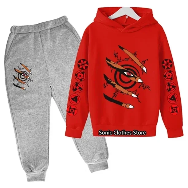Sudadera con capucha de Naruto para niños, sudaderas con capucha para niños, Avatar, Kakashi, Harajuku, Top informal, otoño, primavera, conjuntos de Jersey para niños con cuello redondo