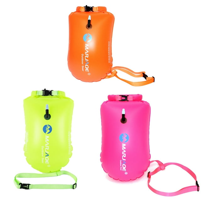 Maoww Swimming Bag PVC Inflatable Waterproof Buoy with Belt Gadget Pouch Aid Improving Tool Training Boating Dry Bags Children Yellow