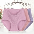 thumbnail image 4 of opvise Women Briefs Solid Color Lace Cotton High Waist Female Triangle Pants Underwear Inside Wear Coffee 4XL, 4 of 8