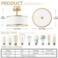 thumbnail image 3 of BESTOMINE Semi Flush Mount Ceiling Light,12.5 Inch Drum Ceiling Light,Antique Brass Finish Flush Mount Light Fixture with Fabric Shade,Modern Close to Ceiling Light Fixtures for Bedroom,Living Room, 3 of 6