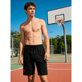 thumbnail image 5 of Men's Cotton Workout Shorts with Pockets,Casual Elastic Waist Drawstring Shorts 9" Inseam Black 34, 5 of 9