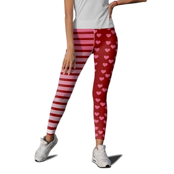 YUEHUA Women s Valentine's Day Leggings Plus Size Tummy Control Fashion Buffalo Plaid Ankle Length Printed Tights Slim Fit Stretchy Pants Valentine's Day Gifts