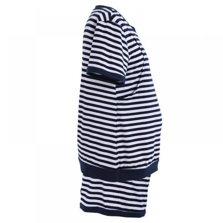 

BRAND PROMOTION! Women Maternity Breastfeeding Nursing Pajama Set Striped Sleepwear Double Layer Short Sleeve Top+Shorts