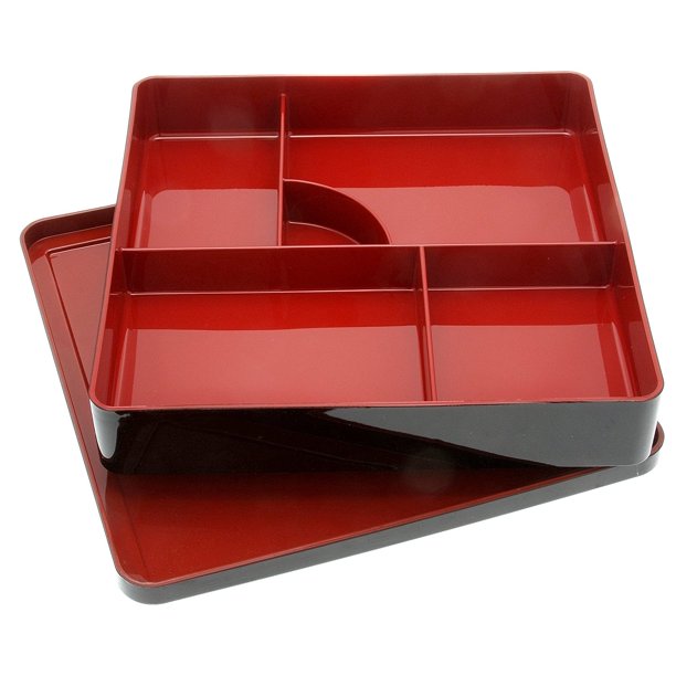 Kotobuki Lacquer Japanese Bento Box with 5Divided Compartments, Lid