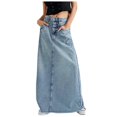 thumbnail image 4 of Riforla Women Skirt Comfortable and Soft Denim A Line Skirt High Waisted Mid Length Long Skirt Skirts for Women Trendy Blue L, 4 of 6