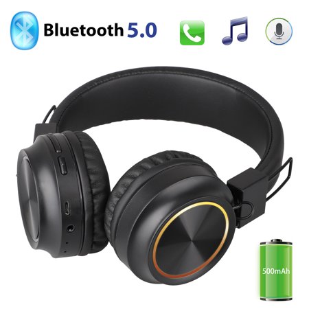 Foldable Headphones, TSV Latest Bluetooth 5.0 Wireless Stereo Headset Over Ear Noise Cancelling Earphones with Mic, 20H Talking Time for PC Cellphone